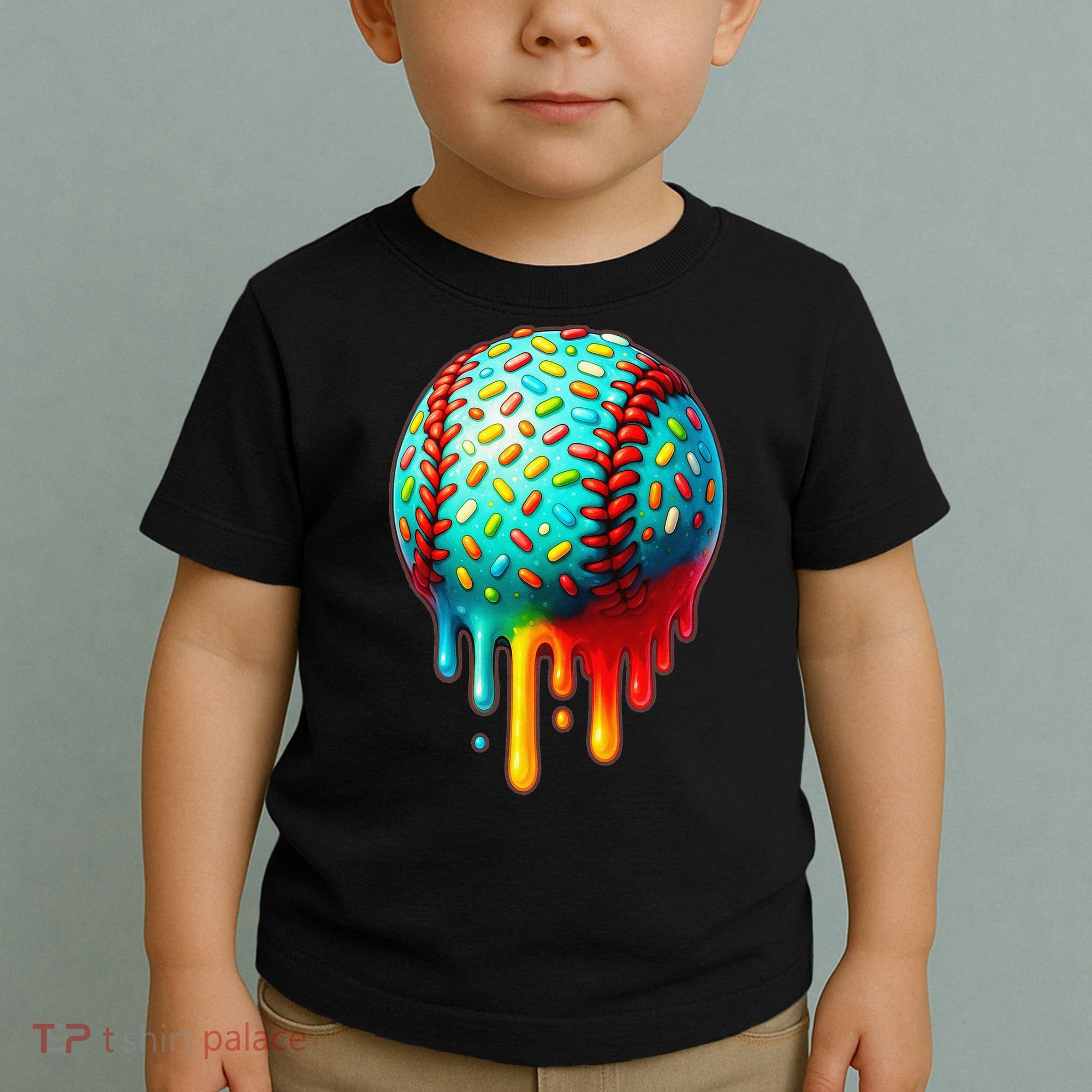 Baseball Ice Cream Dripping Baseball Home Plate Drip Toddler T-Shirt