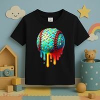 Baseball Ice Cream Dripping Baseball Home Plate Drip Toddler T-Shirt thumb 3