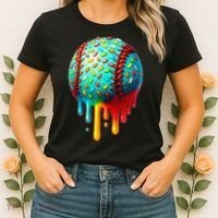 Baseball Ice Cream Dripping Baseball Home Plate Drip Women's T-Shirt thumb 2