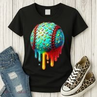 Baseball Ice Cream Dripping Baseball Home Plate Drip Women's T-Shirt thumb 3