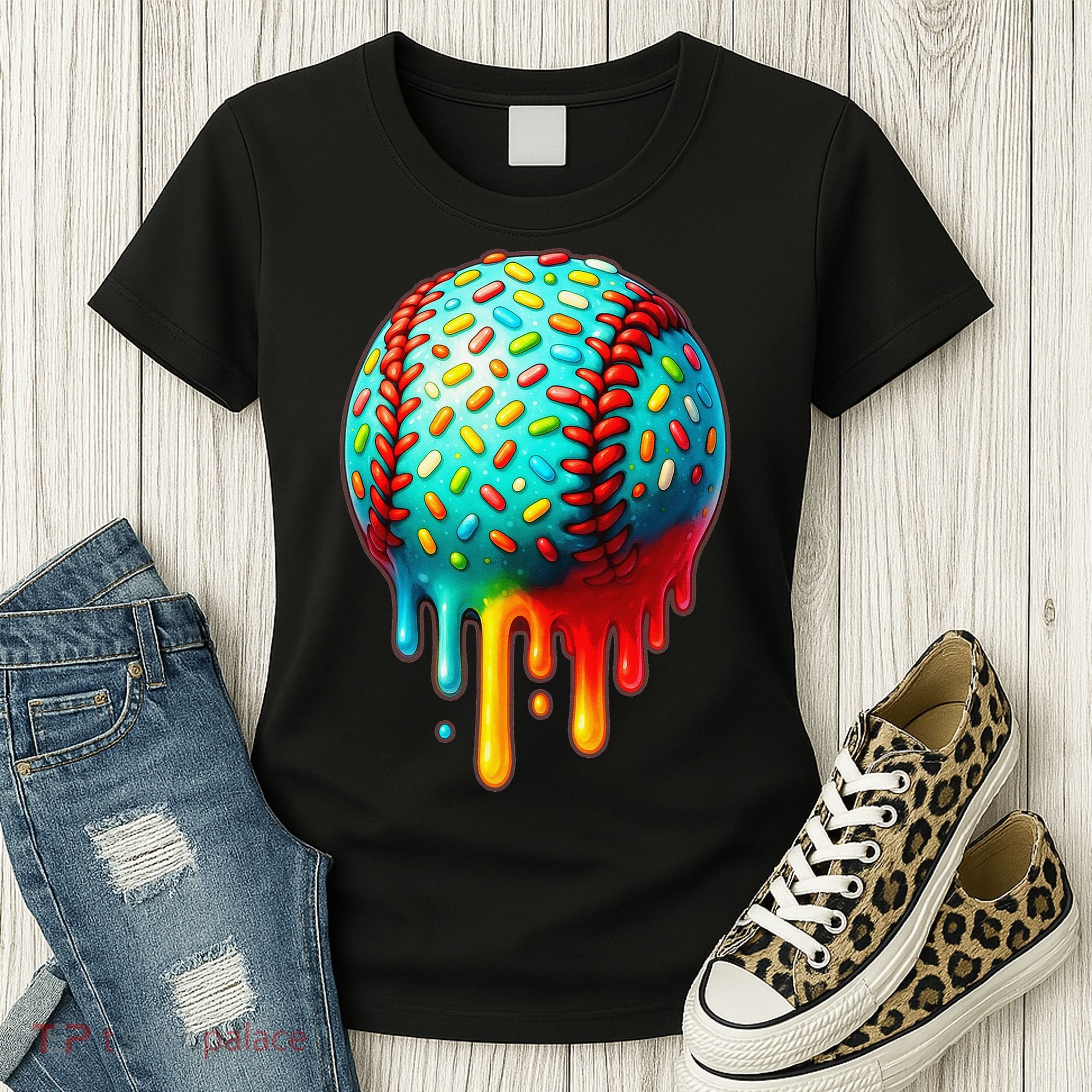 Baseball Ice Cream Dripping Baseball Home Plate Drip Women's T-Shirt