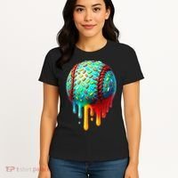 Baseball Ice Cream Dripping Baseball Home Plate Drip Women's T-Shirt thumb 4