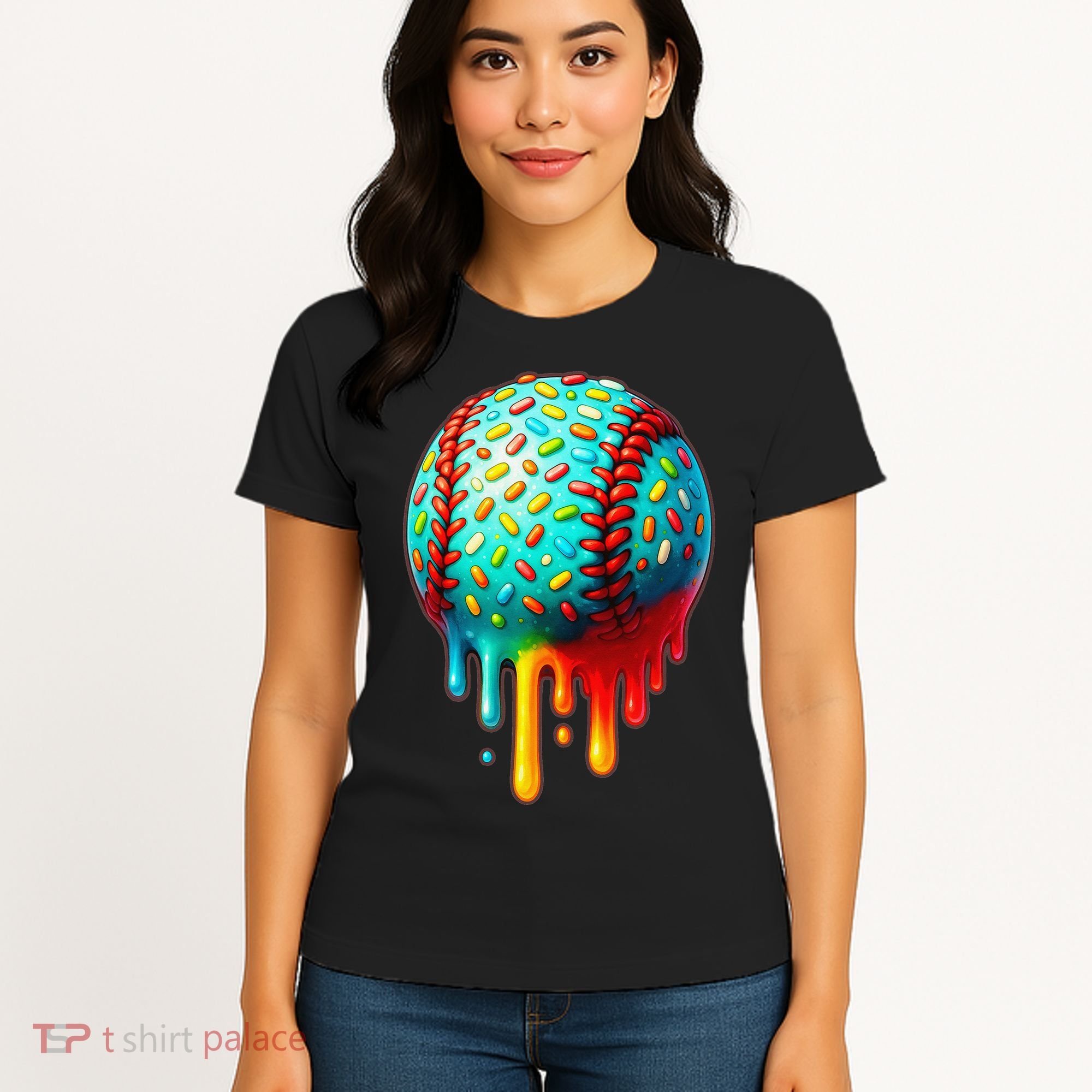 Baseball Ice Cream Dripping Baseball Home Plate Drip Women's T-Shirt