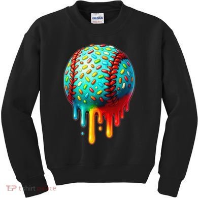 Baseball Ice Cream Dripping Baseball Home Plate Drip Kids Sweatshirt