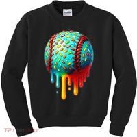 Baseball Ice Cream Dripping Baseball Home Plate Drip Kids Sweatshirt thumb 0