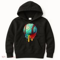 Baseball Ice Cream Dripping Baseball Home Plate Drip Kids Hoodie thumb 0