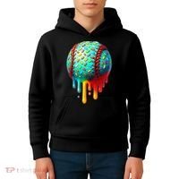 Baseball Ice Cream Dripping Baseball Home Plate Drip Kids Hoodie thumb 4