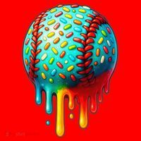 Baseball Ice Cream Dripping Baseball Home Plate Drip Santa Hat thumb 1