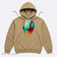 Baseball Ice Cream Dripping Baseball Home Plate Drip Hoodie thumb 0