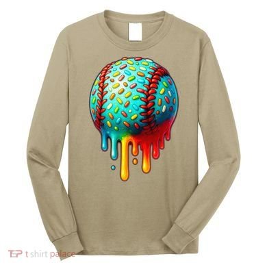 Baseball Ice Cream Dripping Baseball Home Plate Drip Long Sleeve Shirt