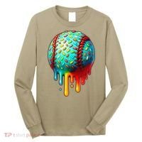 Baseball Ice Cream Dripping Baseball Home Plate Drip Long Sleeve Shirt thumb 0