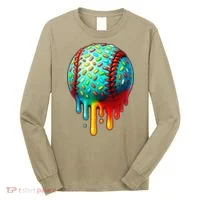 Baseball Ice Cream Dripping Baseball Home Plate Drip Long Sleeve Shirt thumb 0