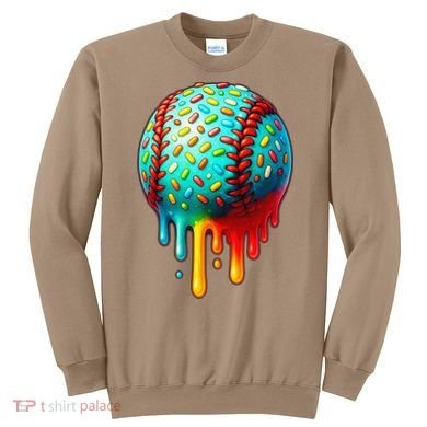 Baseball Ice Cream Dripping Baseball Home Plate Drip Sweatshirt