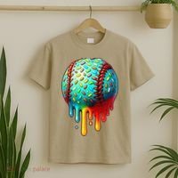 Baseball Ice Cream Dripping Baseball Home Plate Drip T-Shirt thumb 2