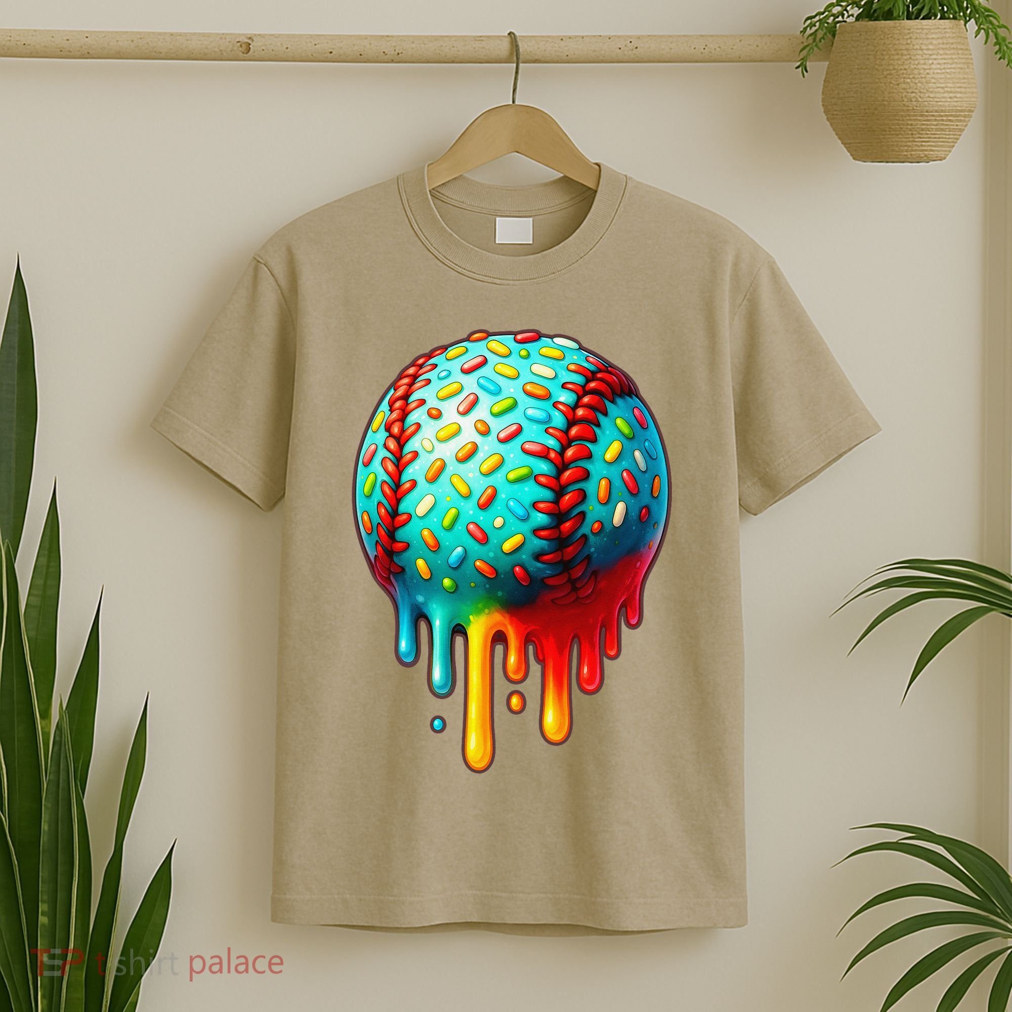 Baseball Ice Cream Dripping Baseball Home Plate Drip T-Shirt