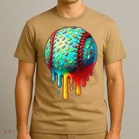 Baseball Ice Cream Dripping Baseball Home Plate Drip T-Shirt thumb 3