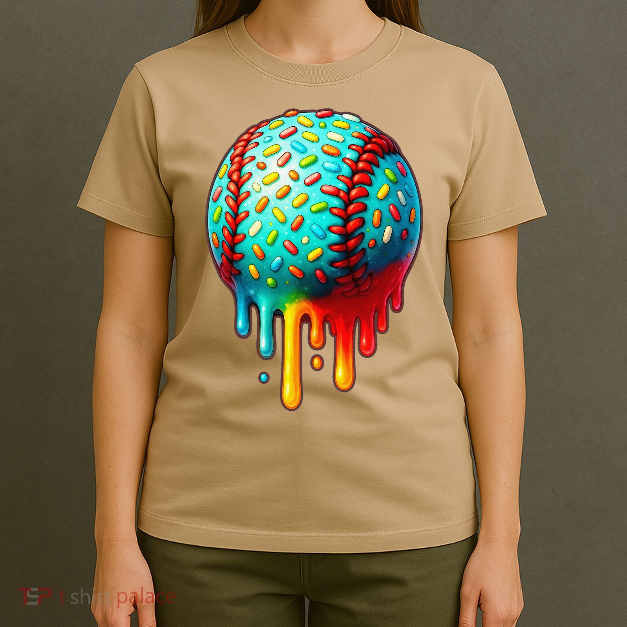 Baseball Ice Cream Dripping Baseball Home Plate Drip T-Shirt