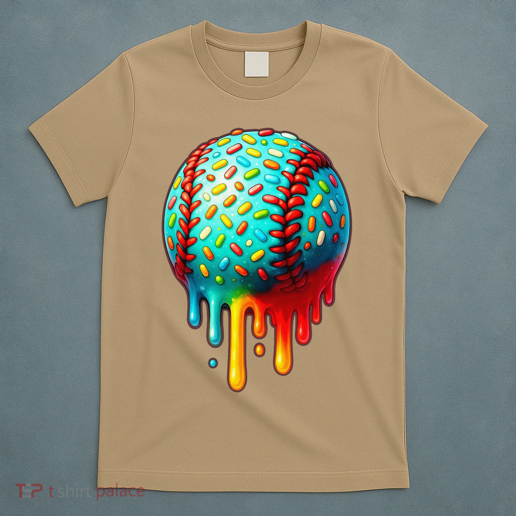 Baseball Ice Cream Dripping Baseball Home Plate Drip T-Shirt