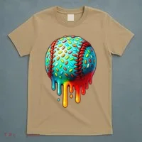 Baseball Ice Cream Dripping Baseball Home Plate Drip T-Shirt thumb 5