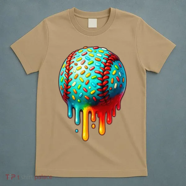 Baseball Ice Cream Dripping Baseball Home Plate Drip T-Shirt