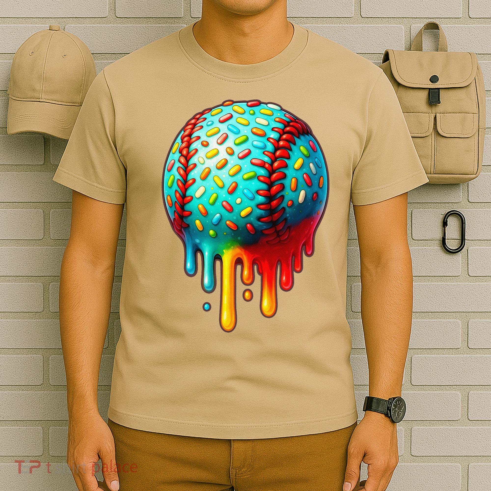 Baseball Ice Cream Dripping Baseball Home Plate Drip T-Shirt