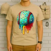 Baseball Ice Cream Dripping Baseball Home Plate Drip T-Shirt thumb 6