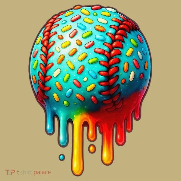 Baseball Ice Cream Dripping Baseball Home Plate Drip T-Shirt