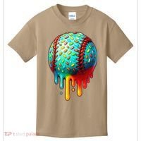 Baseball Ice Cream Dripping Baseball Home Plate Drip Kids T-Shirt thumb 0