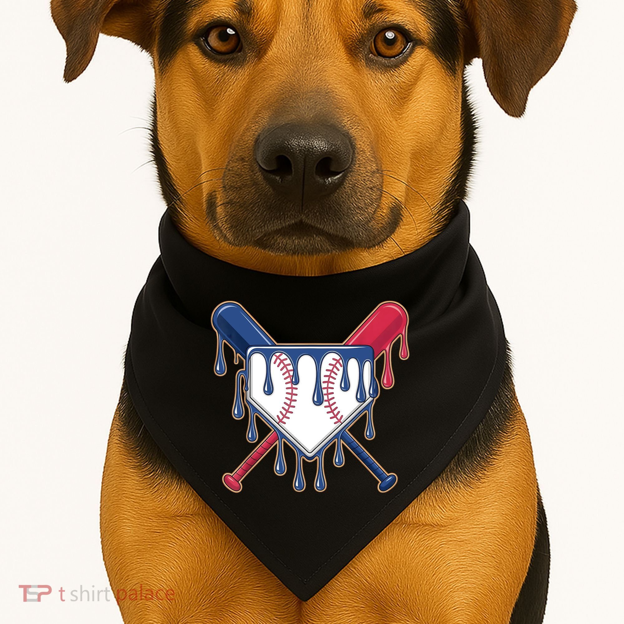 Baseball Ice Cream Drip Driping  USA-Made Doggie Bandana