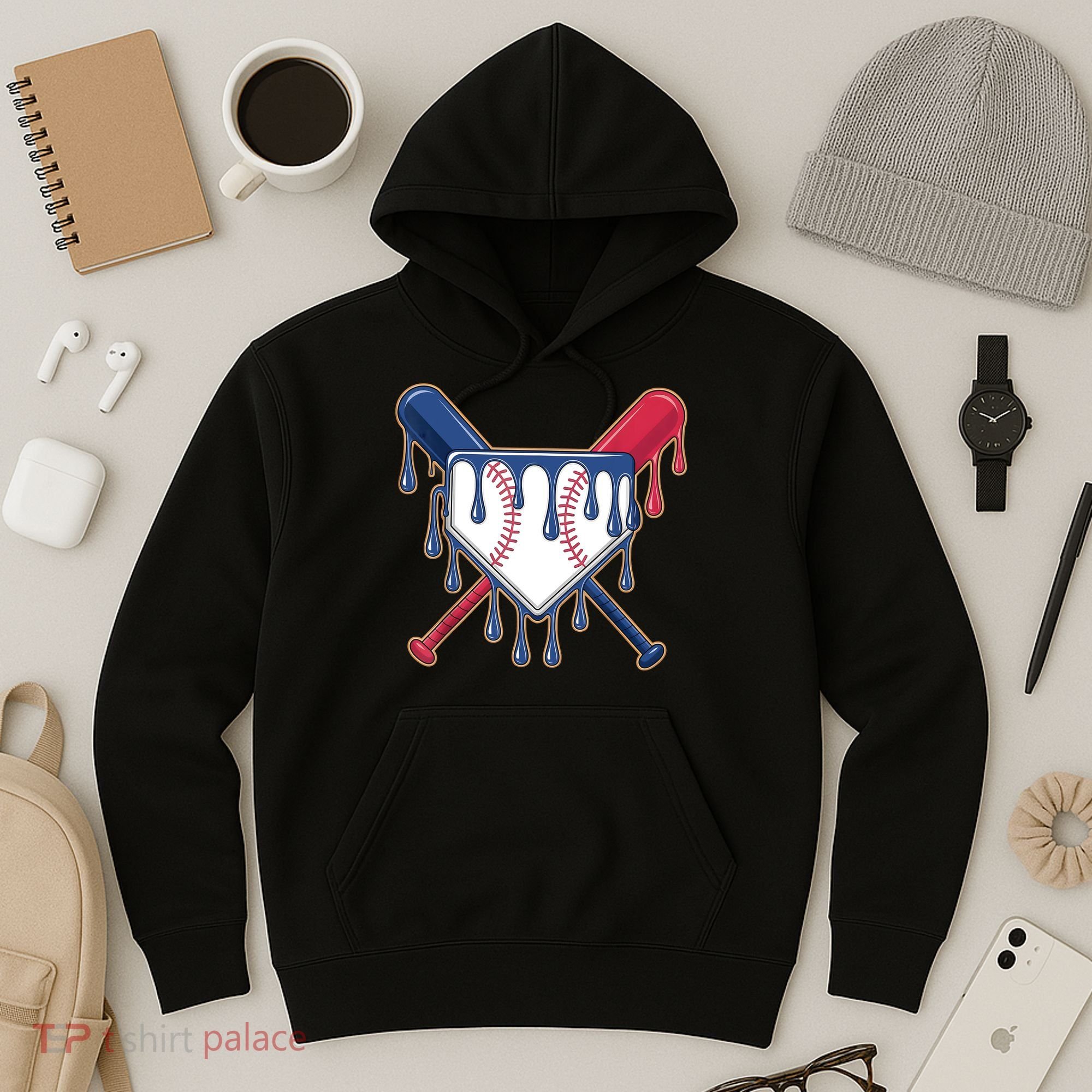 Baseball Ice Cream Drip Driping  Hoodie