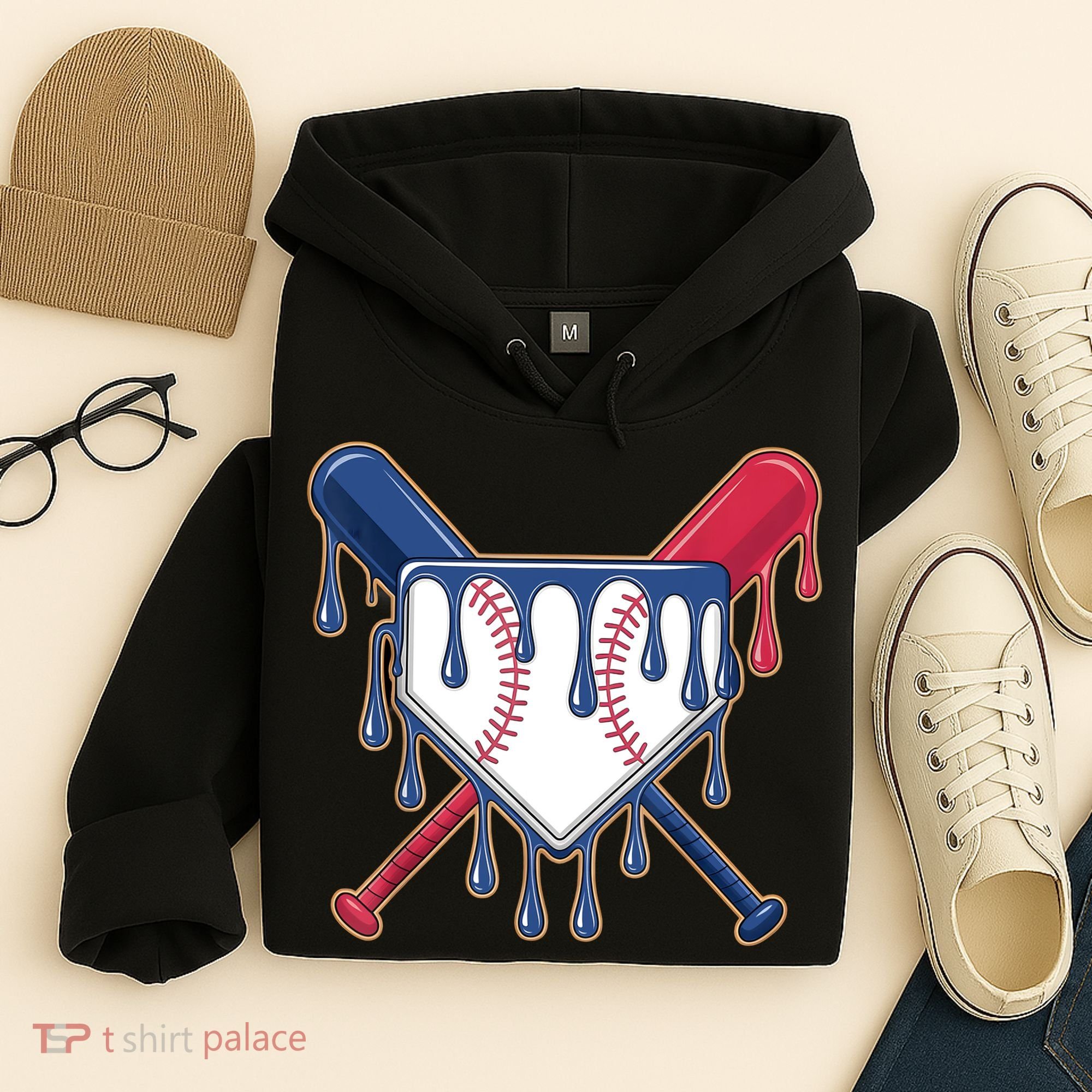 Baseball Ice Cream Drip Driping  Hoodie
