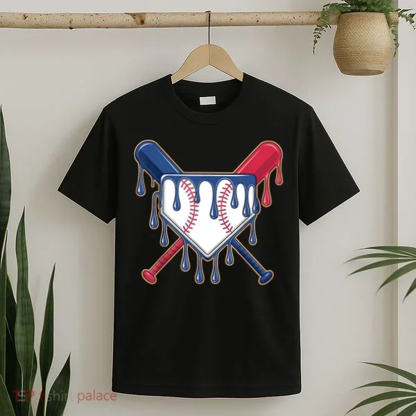 Baseball Ice Cream Drip Driping  T-Shirt