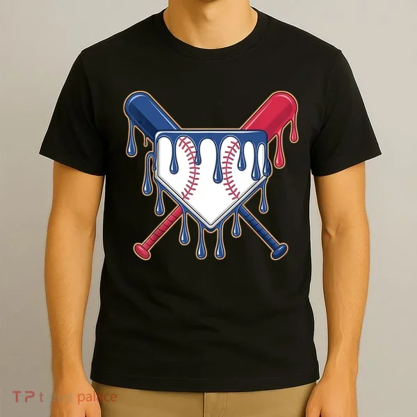 Baseball Ice Cream Drip Driping  T-Shirt