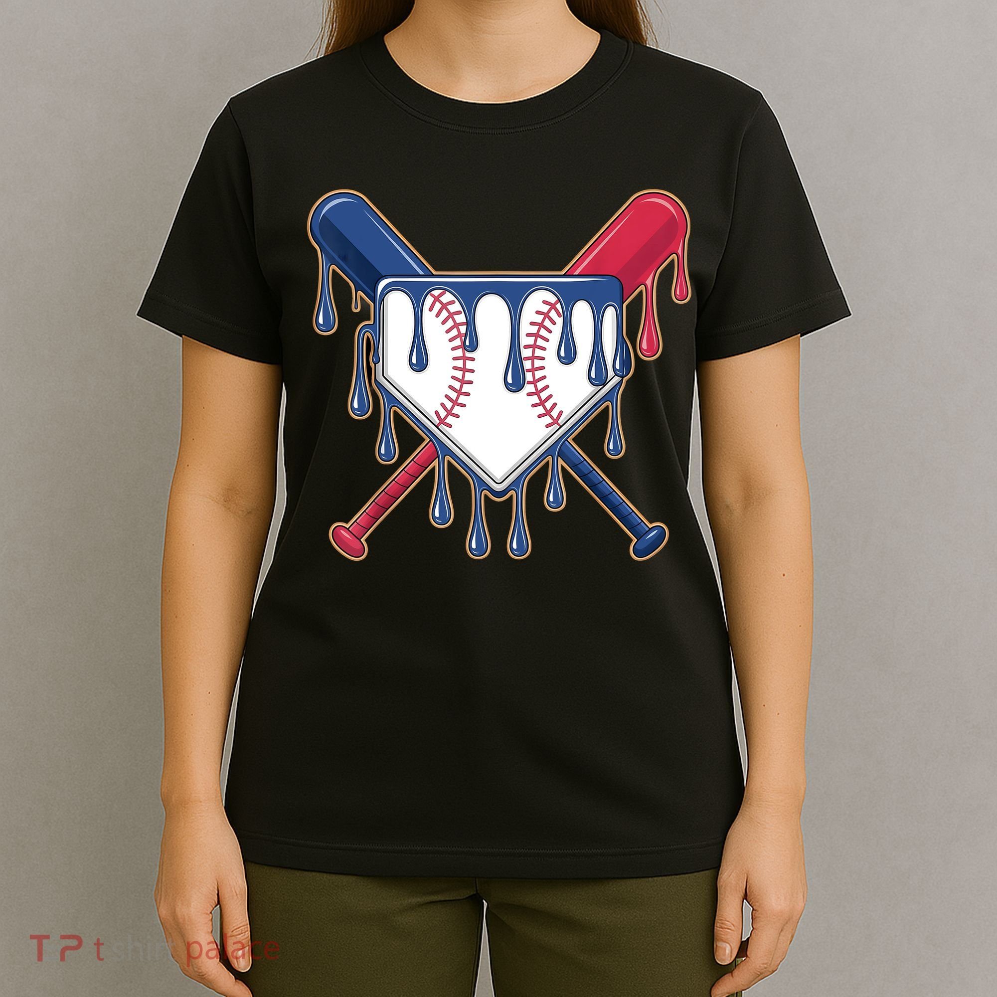 Baseball Ice Cream Drip Driping  T-Shirt
