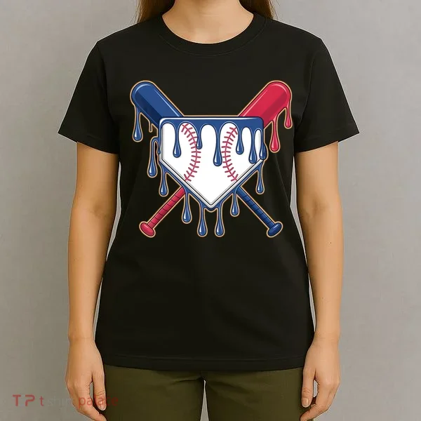Baseball Ice Cream Drip Driping  T-Shirt