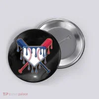 Baseball Ice Cream Drip Driping  Button thumb 0