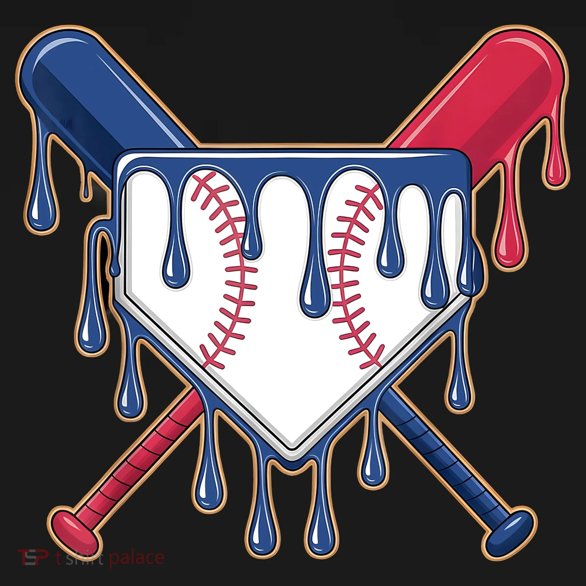 Baseball Ice Cream Drip Driping  Button