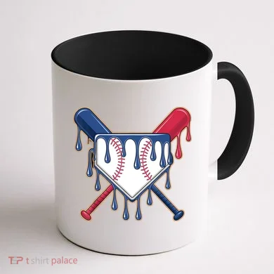 Baseball Ice Cream Drip Driping  Coffee Mug back