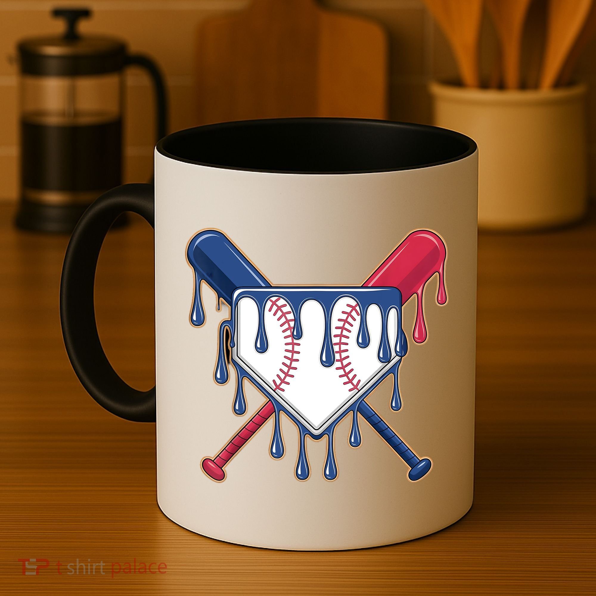 Baseball Ice Cream Drip Driping  Coffee Mug