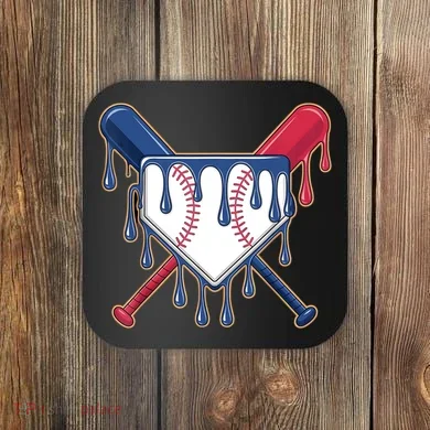 Baseball Ice Cream Drip Driping  Coaster