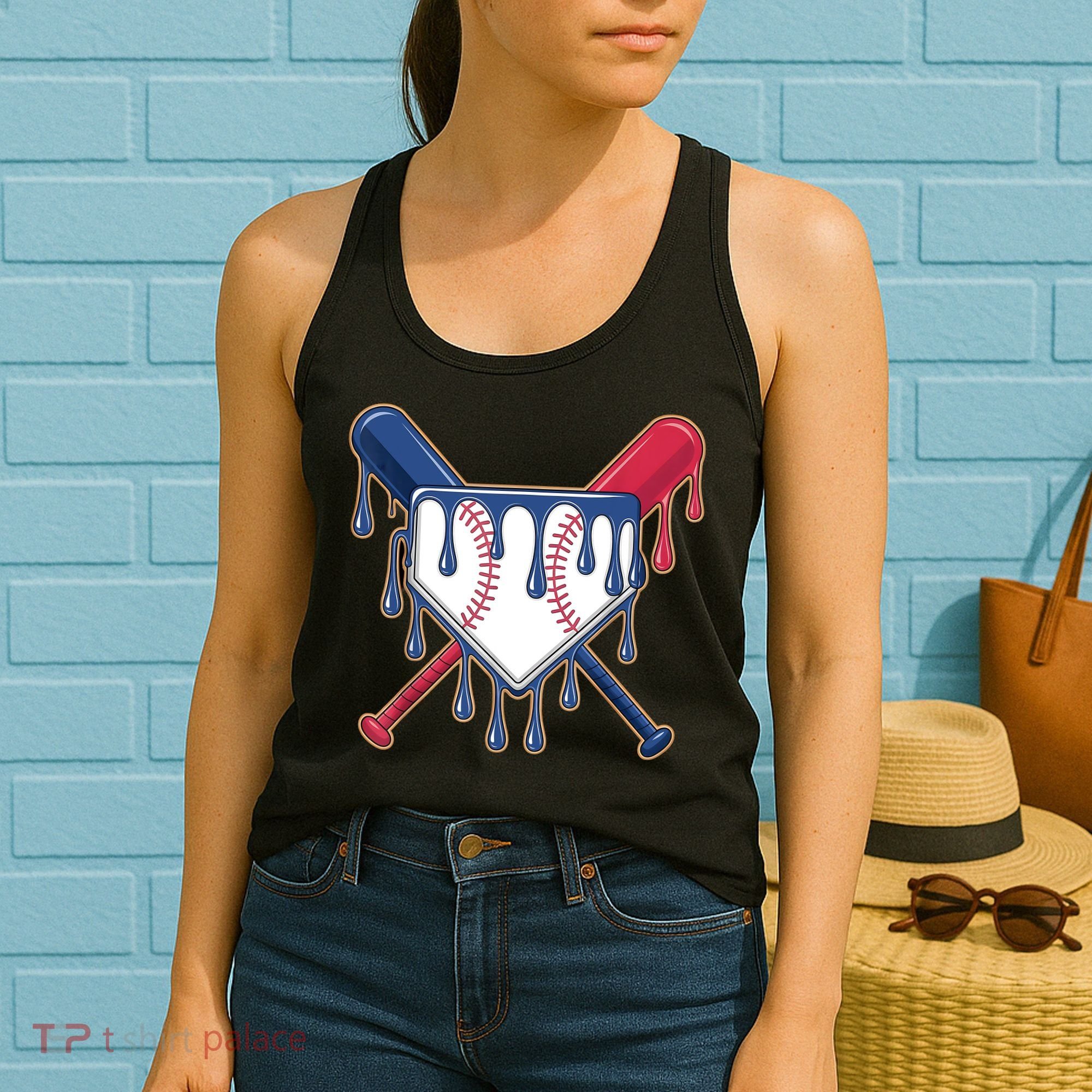 Baseball Ice Cream Drip Driping  Women's Tank Top