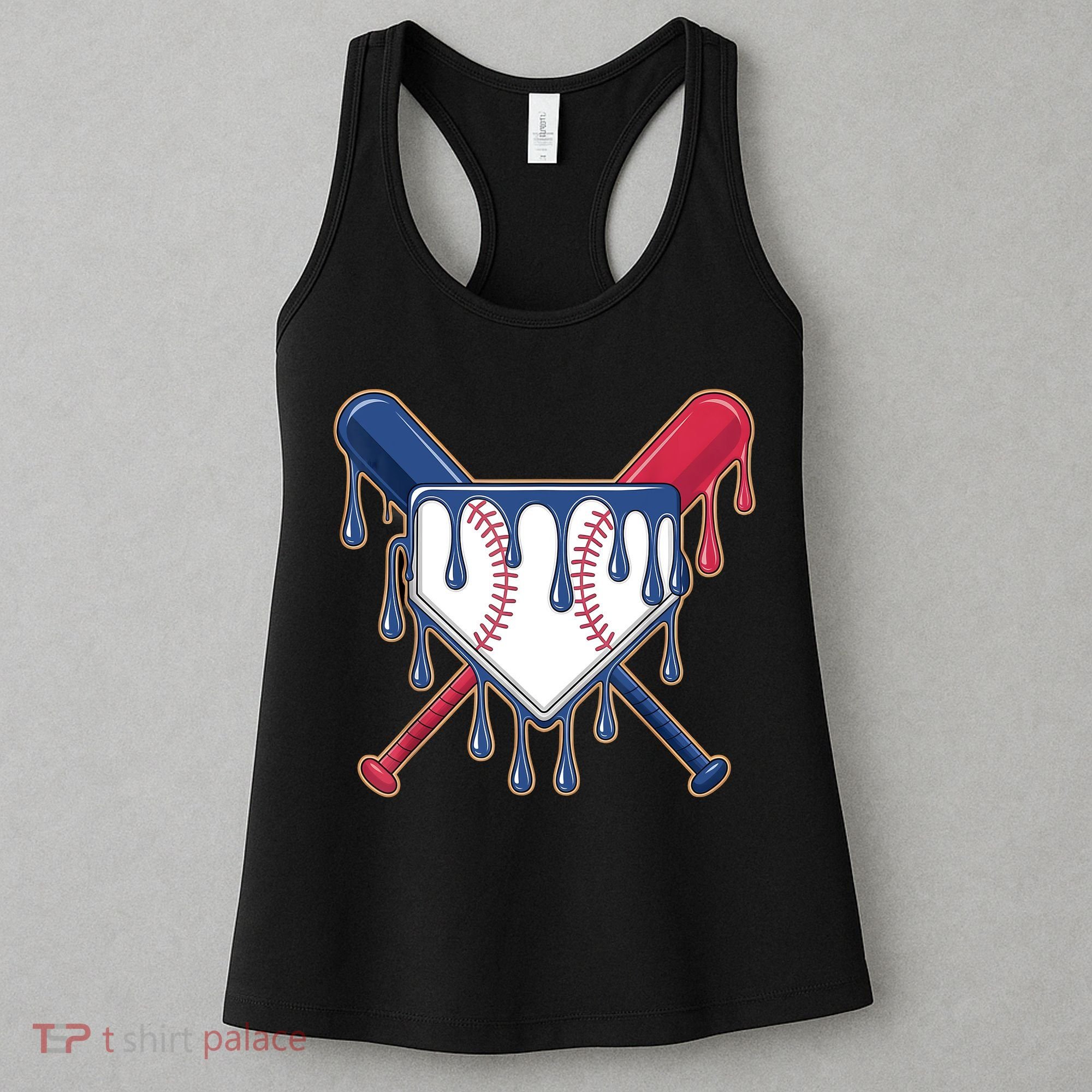 Baseball Ice Cream Drip Driping  Women's Tank Top