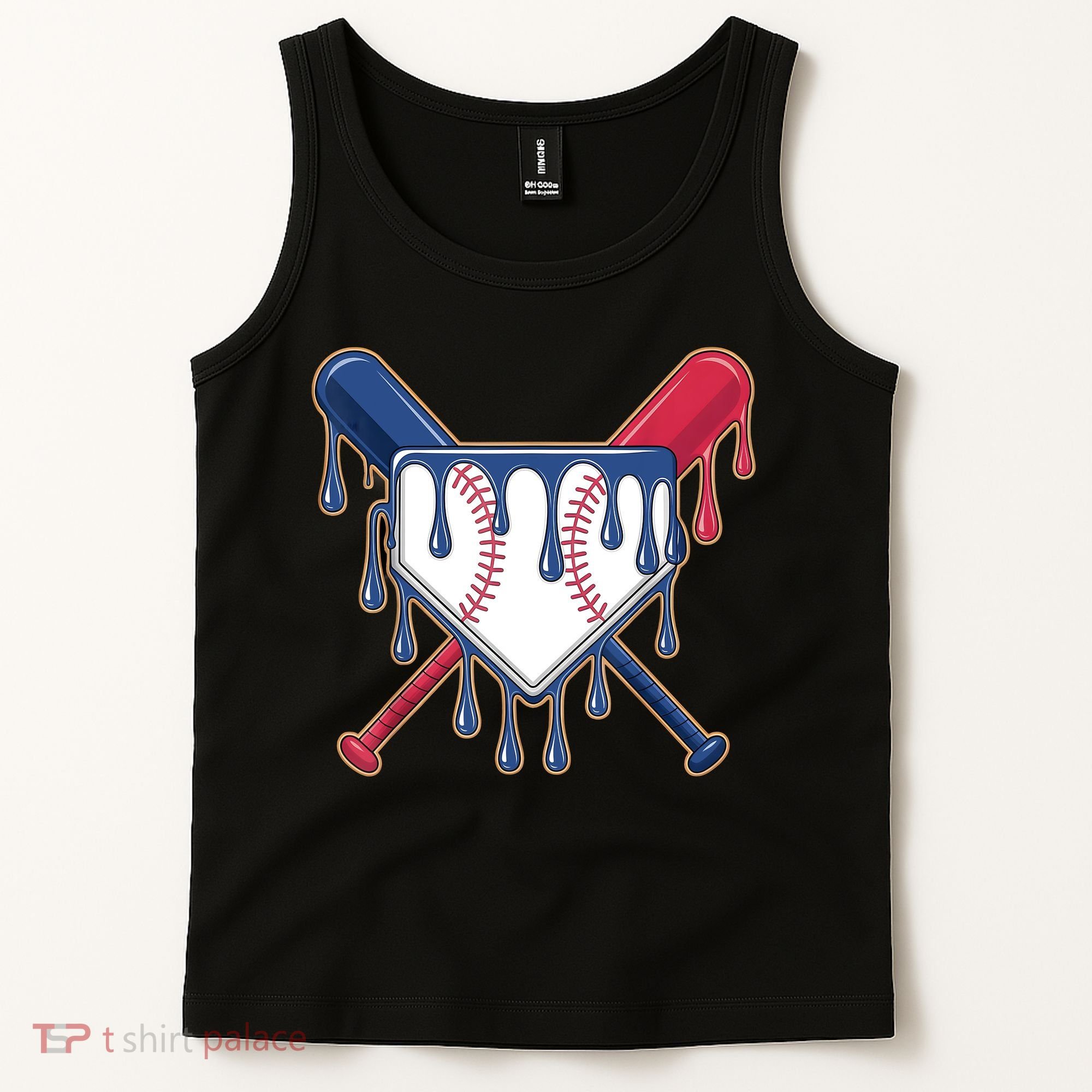 Baseball Ice Cream Drip Driping  Tank Top