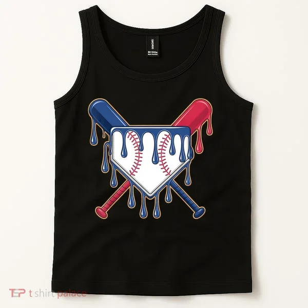 Baseball Ice Cream Drip Driping  Tank Top