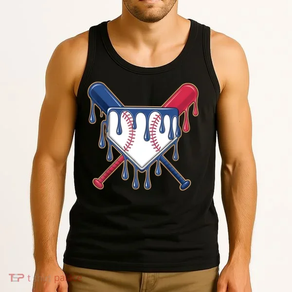 Baseball Ice Cream Drip Driping  Tank Top