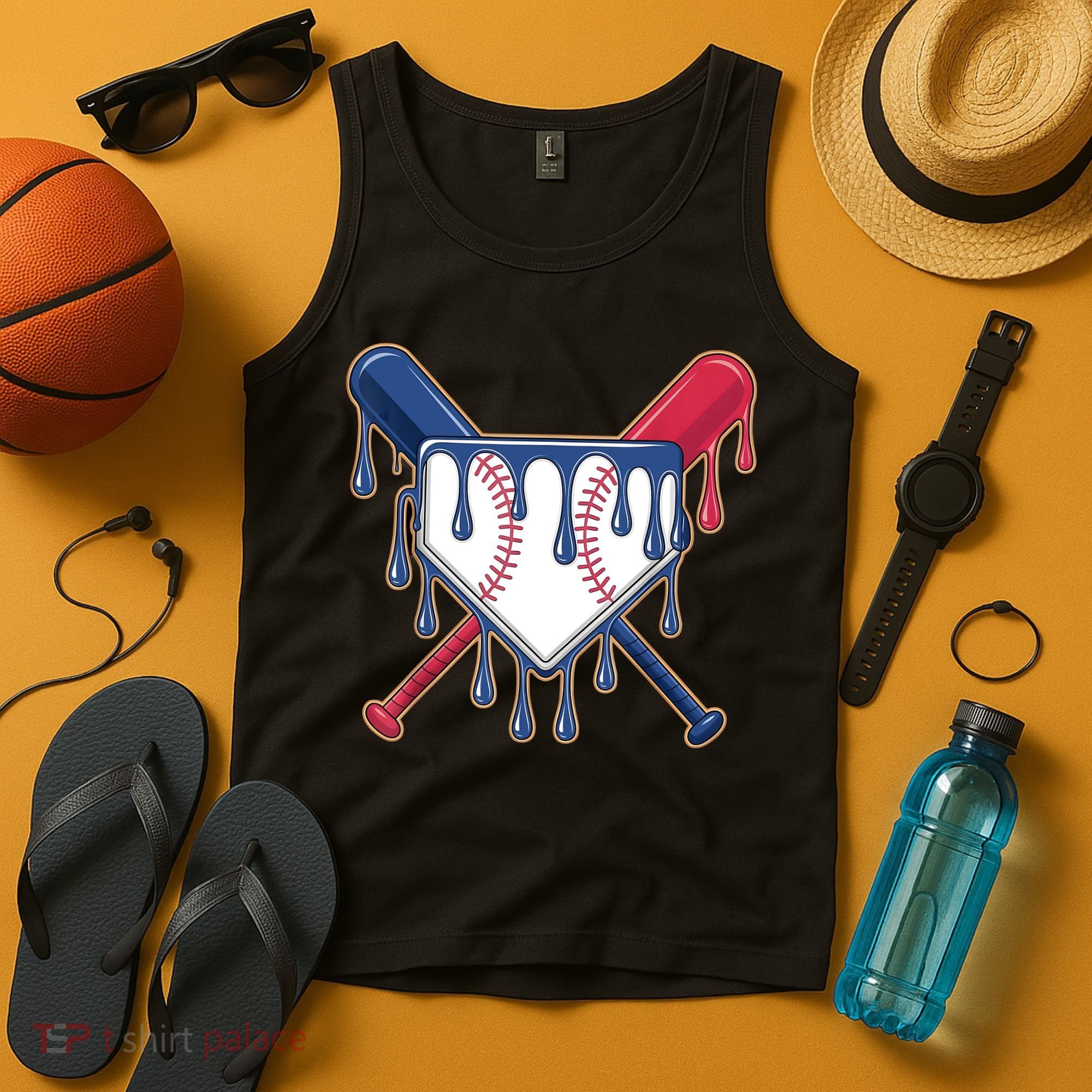 Baseball Ice Cream Drip Driping  Tank Top
