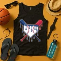 Baseball Ice Cream Drip Driping  Tank Top thumb 4
