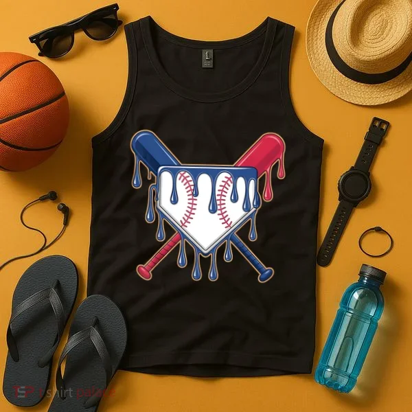 Baseball Ice Cream Drip Driping  Tank Top