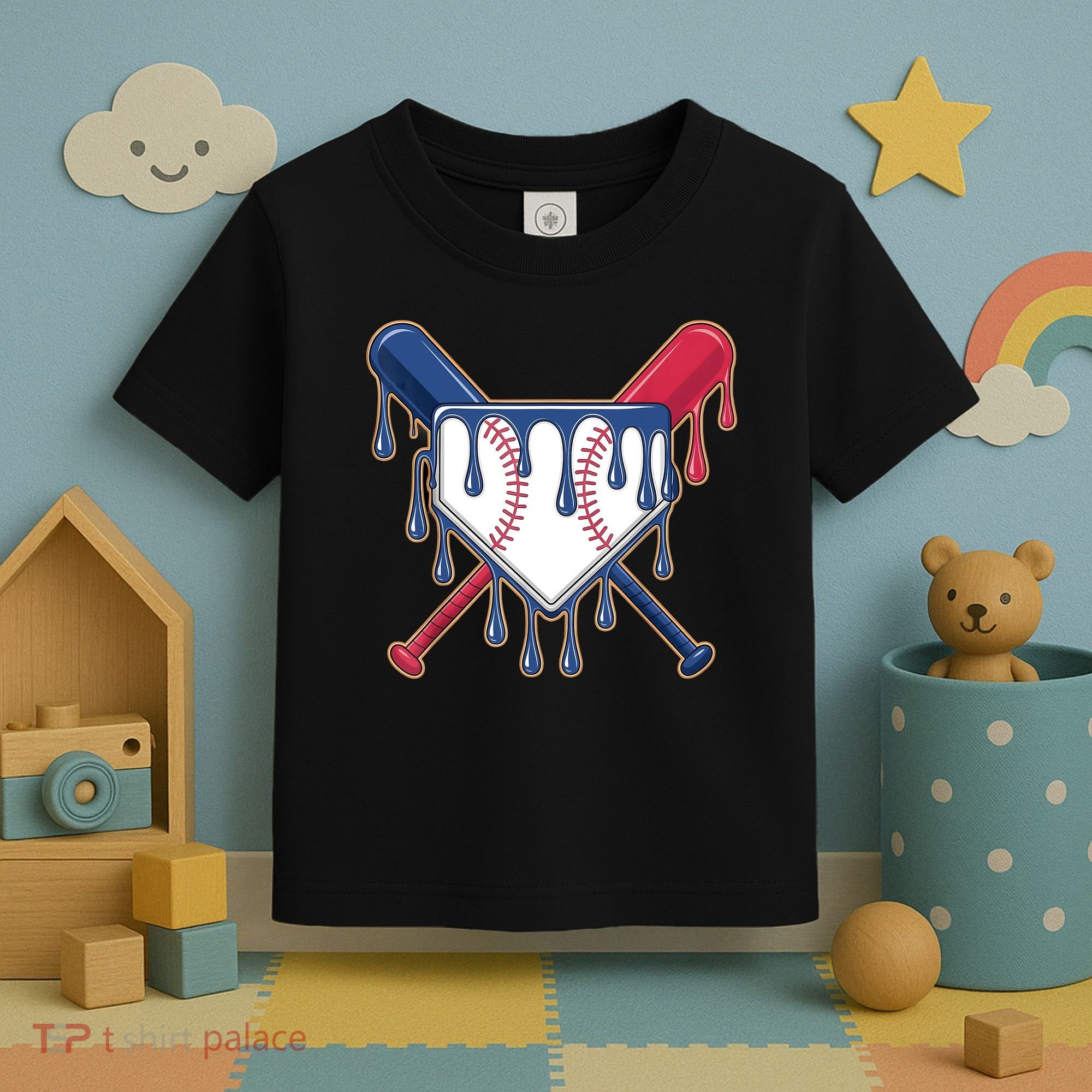 Baseball Ice Cream Drip Driping  Toddler T-Shirt