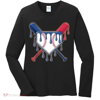 Baseball Ice Cream Drip Driping  Women's Long Sleeve Shirt